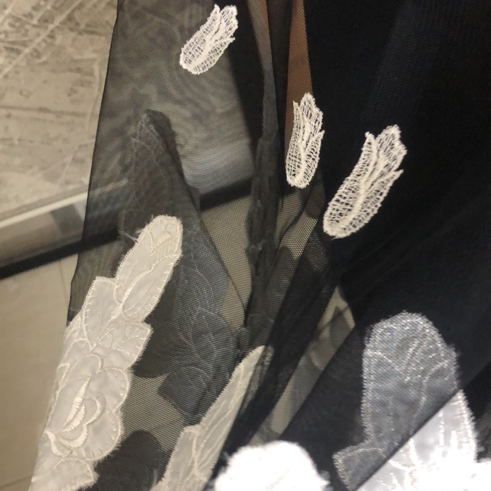 RICHILENE New York Vintage black mesh embroidered floral black and white Size 10 - Picture 6 of 8